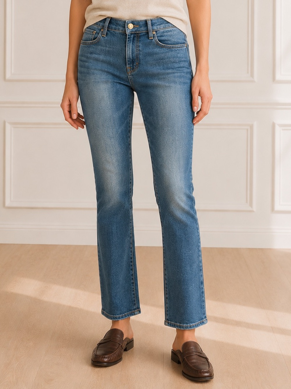 Frame Denim Le High Straight Cropped Jeans in Bestia Medium Wash Women’s Size 29 - Picture 1 of 12
